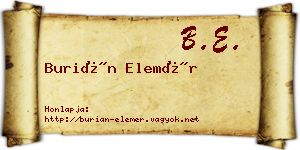 Burián Elemér névjegykártya