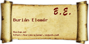 Burián Elemér névjegykártya